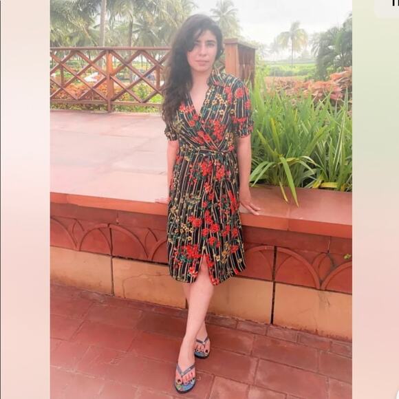 Zara floral stripe wrap dress size XS - Picture 2 of 12